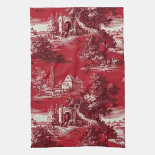 Elegante scharlaken toile - Franse plattelandsthem Theedoek