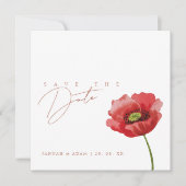 Elegante scharlakenrode klaproos bloemige trouw sa save the date (Voorkant)