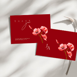 Elegante scharlakenrode klaproos wilde bloem bruil bedankkaart