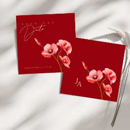 Elegante scharlakenrode klaproos wilde bloem bruil save the date