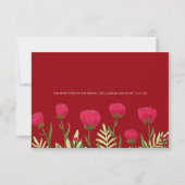 Elegante scharlakenrode wilde bloem bruiloft bedan bedankkaart (Achterkant)