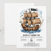 Elegante Schatkaart Boot Piraat Verjaardag Kaart (Voorkant / Achterkant)