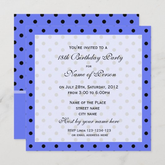 Elegante, schattige achttien verjaardagsfeestuitno kaart (Voorkant / Achterkant)