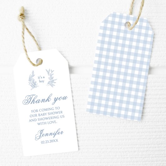 Elegante schattige baby blauwe douche dank u cadea cadeaulabel