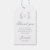 Elegante schattige baby blauwe douche dank u cadea cadeaulabel (Voorkant)