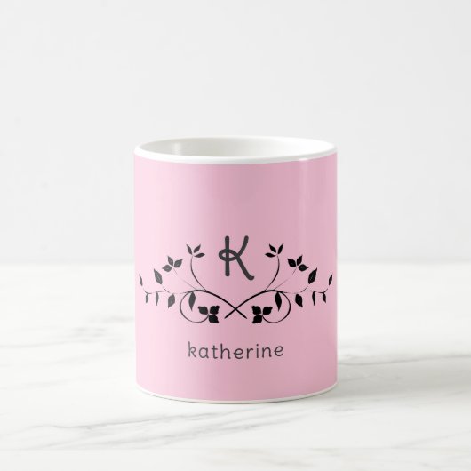 Elegante schattige blush roze monogram mok (Center)