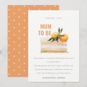 Elegante Schattige Boho Sinaasappel Fruit Cake Bab Bedankkaart (Voorkant / Achterkant)