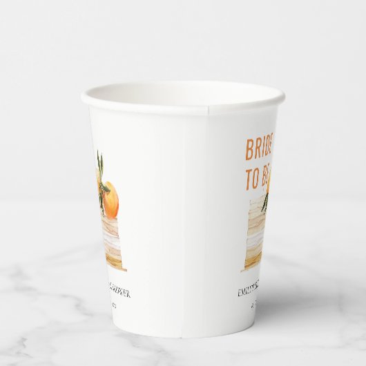 Elegante Schattige Boho Sinaasappel Fruit Cake Bru Papieren Bekers (Rechts)