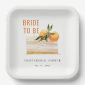 Elegante Schattige Boho Sinaasappel Fruit Cake Bru Papieren Bordje (Voorkant)
