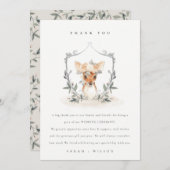 Elegante Schattige Cute Hert Bloem Crest Trouw Bedankkaart (Voorkant / Achterkant)