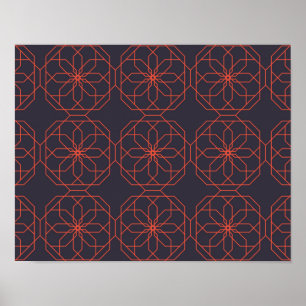 Elegante, schattige, eenvoudige geometrische bloem poster