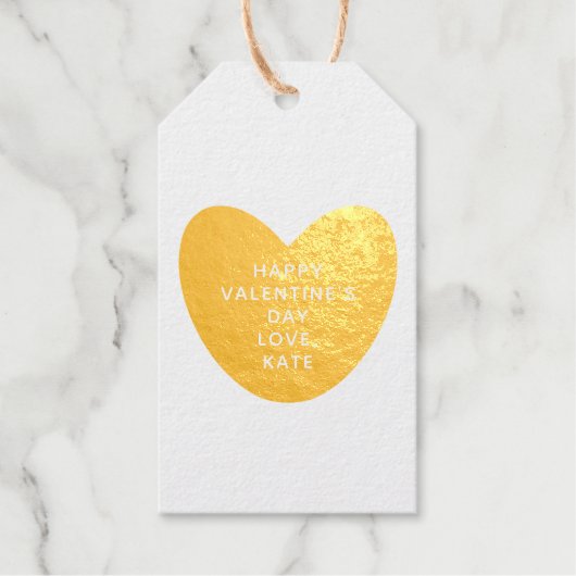 Elegante schattige gouden hart aangepaste Valentij Cadeaulabels (Voorkant)