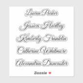 Elegante schattige grillige scriptnaam behoort tot sticker (Vel)