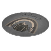 Elegante schattige herfst zwarte pompoen regenboog snijplank (Hoek)