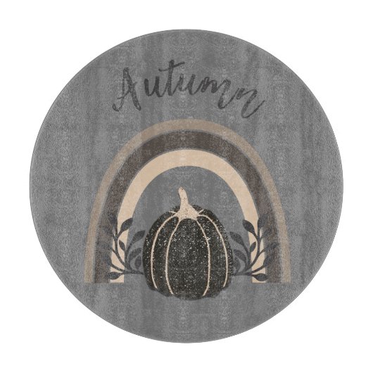 Elegante schattige herfst zwarte pompoen regenboog snijplank (Voorkant)