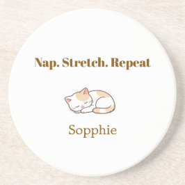 Elegante Schattige Kattenliefhebber Trendy Klasse Zandsteen Onderzetter