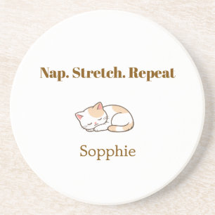 Elegante Schattige Kattenliefhebber Trendy Klasse  Zandsteen Onderzetter
