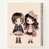 Elegante schattige meisjes Terug naar school geper Notitieboek (Achterkant)