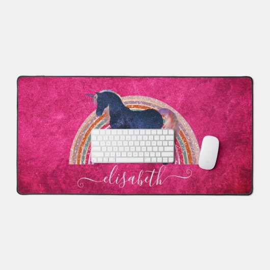 Elegante Schattige Meisjesnaam Regenboog Hemels Ee Bureaumat (Keyboard & Muis)