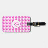 elegante schattige roze moderne monogram bagagelabel (Voorkant horizontaal)