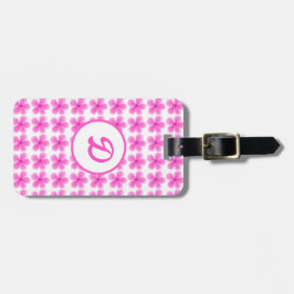 elegante schattige roze moderne monogram bagagelabel