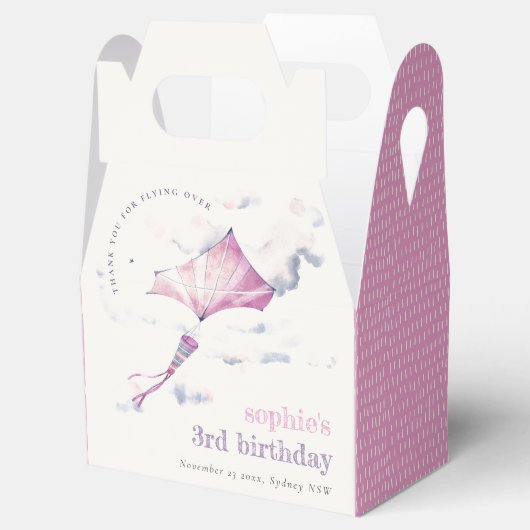 Elegante schattige roze vliegende vlieger sky wolk bedankdoosjes (Geopend)