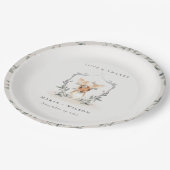 Elegante Schattige Schattige Hert Bloem Crest Trou Papieren Bordje (Gekanteld)