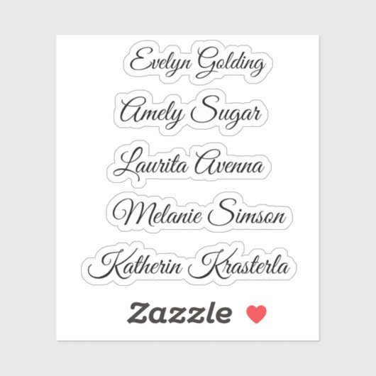 Elegante schattige speelse scriptnaam hoort bij sticker (Vel)