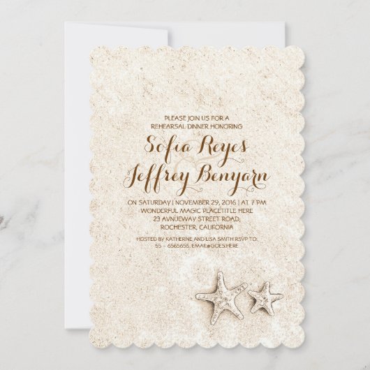 Elegante schattige strand repetitie diner uitnodig kaart (Voorkant)