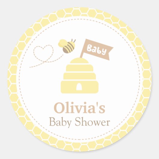 Elegante Schattigee Bumble Bee Baby shower labels (Voorkant)