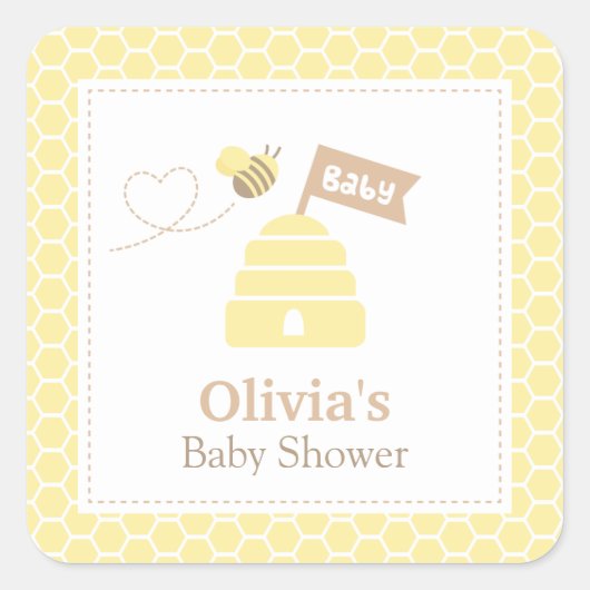 Elegante Schattigee Bumble Bee Baby shower labels (Voorkant)