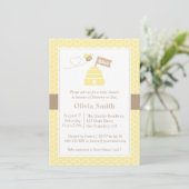 Elegante Schattigee Bumble Bee Baby Shower Uitnodi Kaart (Staand voorkant)