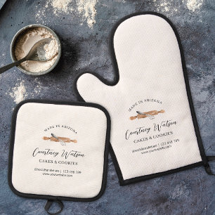 Elegante Schattigee chique Waterverf whisk bakkeri Ovenwant & Pannenlap Set