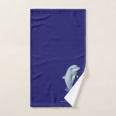 Elegante Schattigee Dolfijn & Script op Navy Blue Bad Handdoek (Handdoek)