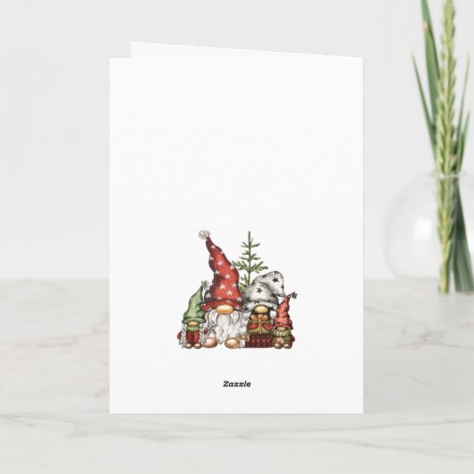 Elegante Schattigee Gnomes familie Bokeh Feestdagen Kaart (Achterkant)