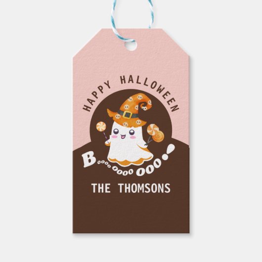 Elegante Schattigee Halloween Boo-tiful Boo Ghost Cadeaulabel (Voorkant)