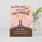 Elegante Schattigee Halloween Boo-tiful Invitation Kaart (Staand voorkant)