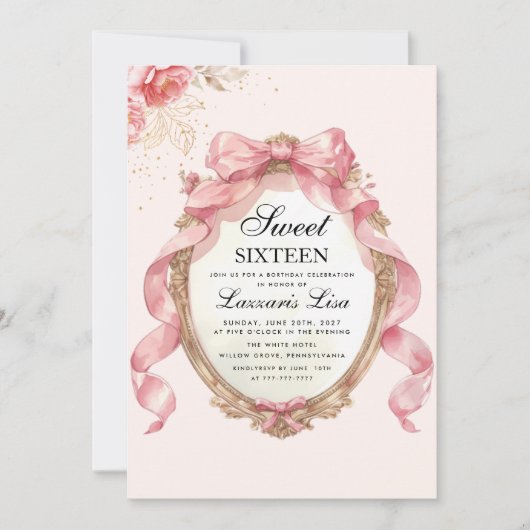 Elegante & Schattigee Partij Bloemen Verjaardag Sw Kaart (Voorkant)