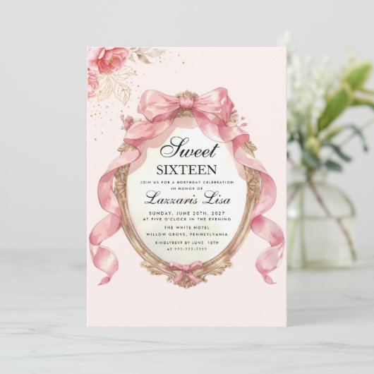 Elegante & Schattigee Partij Bloemen Verjaardag Sw Kaart (Staand voorkant)