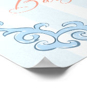 Elegante Schattigee pompoen Blue Bow Baby shower Poster (Hoek)