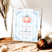 Elegante Schattigee pompoen Blue Bow Baby shower Poster