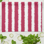 Elegante, Schattigee rode, witte lint versierde st Theedoek (Gevouwen)