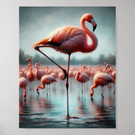 Elegante, Schattigee roze Flamingo wall deco Poster