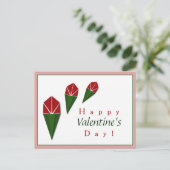 Elegante, Schattigee roze groen, rode rozen Valent Feestdagenkaart (Staand voorkant)