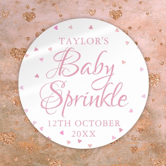 Elegante Schattigee Roze Harten Baby Sprinkle Show Ronde Sticker