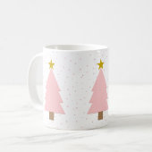 Elegante Schattigee roze kerstbomen, Golden Stars Koffiemok (Voorkant links)