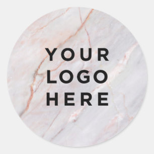 Elegante Schattigee Roze Marmeren Zakelijke Logo C Ronde Sticker