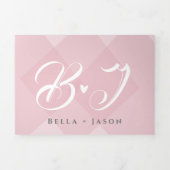 Elegante Schattigee Roze Pastel Kleur Foto Huwelij Drieluik Uitnodiging (Cover)