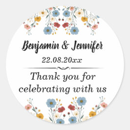 Elegante Schattigee rustieke Waterverf Wildflower  Ronde Sticker