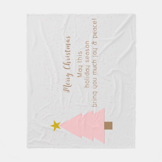 Elegante Schattigee Solo Roze Kerstboom, Golden St Fleece Deken (Voorkant)